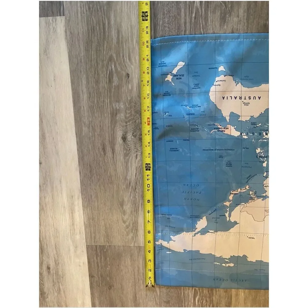 Grey Geographical World W x L (Pack of 2) Map World Map Real Grey Valance 52”x22